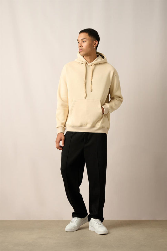 R-5841 Hooded Embroidered Fleece Sweatshirt – Beige