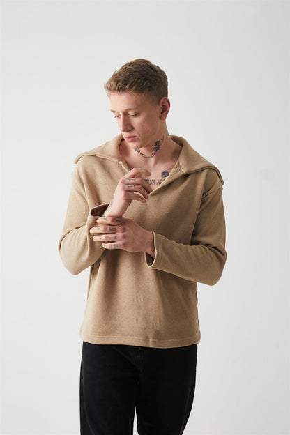R-5850 Men’s Knitted Sweatshirt with Collar Detail – Vizon