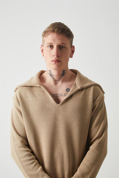 R-5850 Men’s Knitted Sweatshirt with Collar Detail – Vizon
