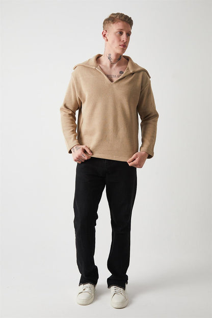 R-5850 Men’s Knitted Sweatshirt with Collar Detail – Vizon