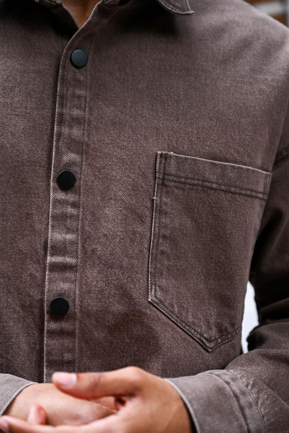 R-6003 Pocket Detail Denim Jacket – Black