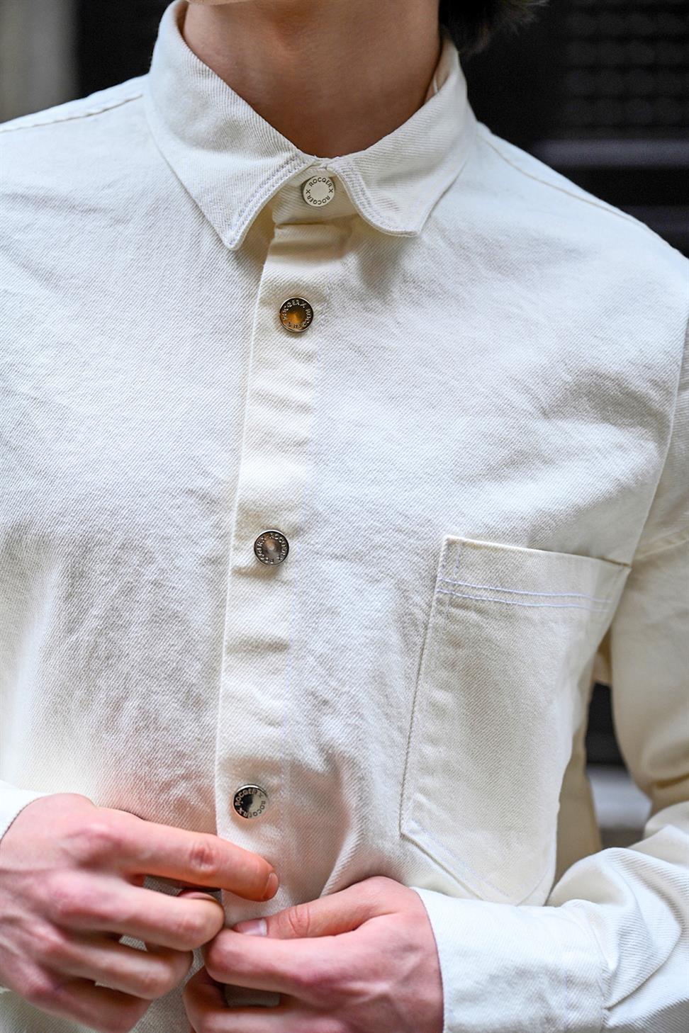 R-6003 Pocket Detail Denim Jacket – Ecru