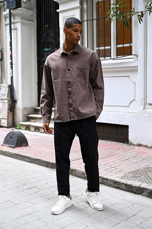 R-6003 Pocket Detail Denim Jacket – Black
