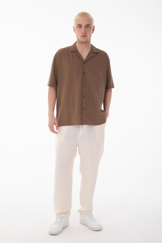 R-6045 Men’s Cuban Collar Short Sleeve Crinkle Shirt – Lightweight & Relaxed Fit