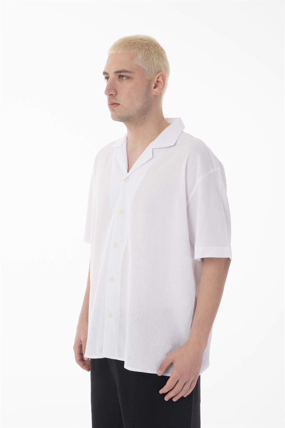 R-6045 Men’s Cuban Collar Short Sleeve Crinkle Shirt – Lightweight & Relaxed Fit
