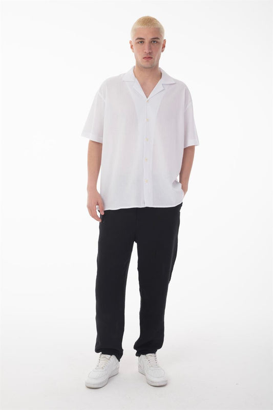 R-6045 Men’s Cuban Collar Short Sleeve Crinkle Shirt – Lightweight & Relaxed Fit