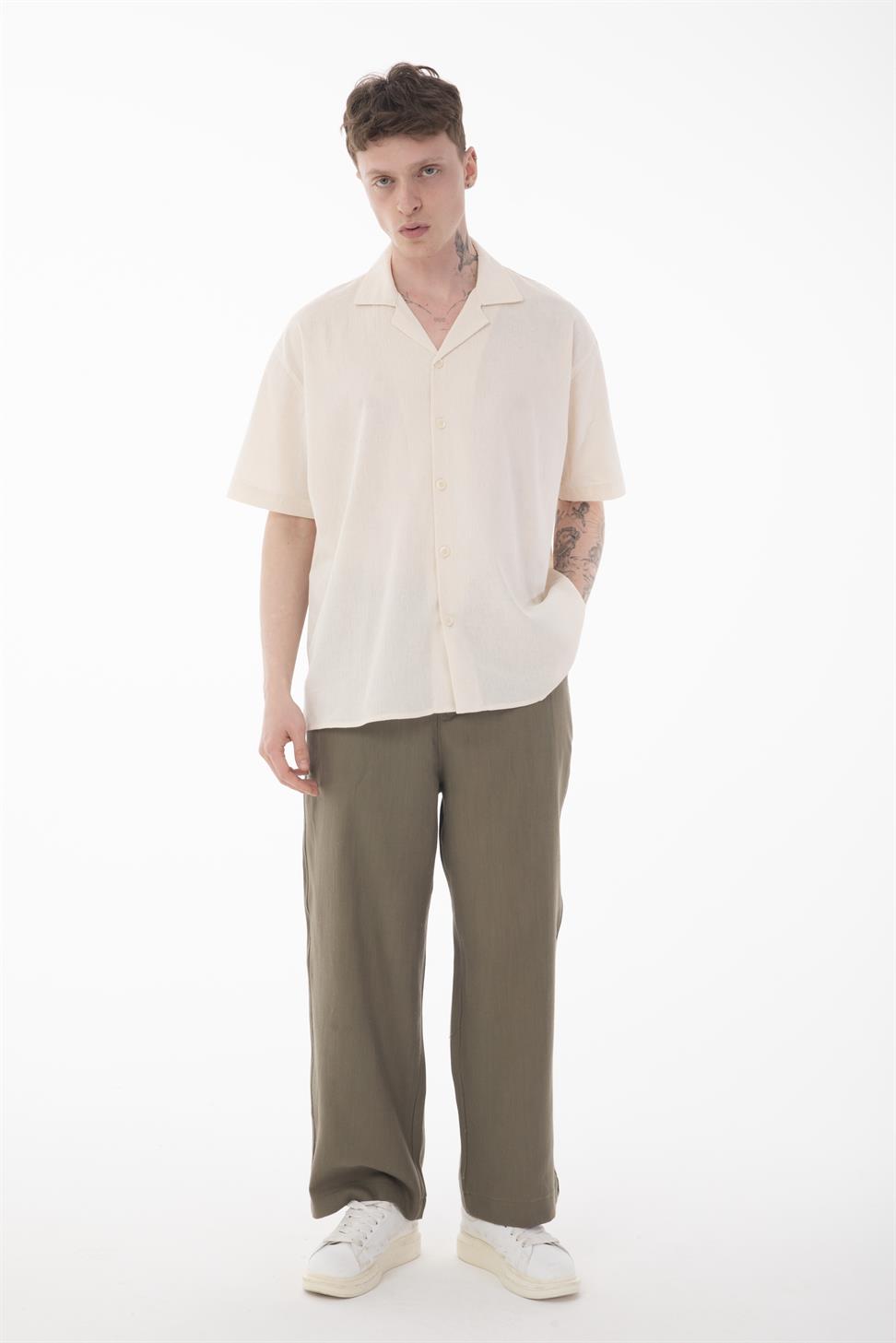 R-6045 Men’s Cuban Collar Short Sleeve Crinkle Shirt – Lightweight & Relaxed Fit