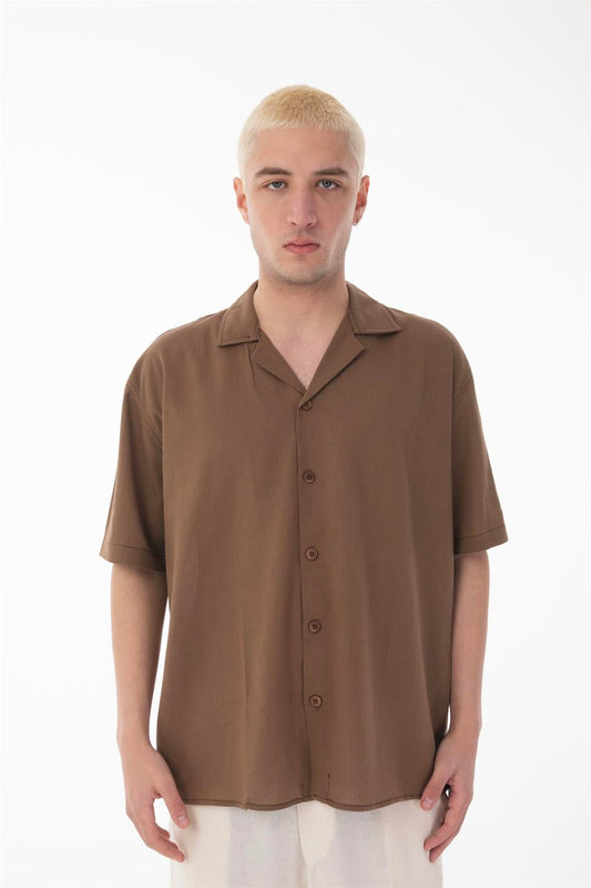 R-6045 Men’s Cuban Collar Short Sleeve Crinkle Shirt – Lightweight & Relaxed Fit