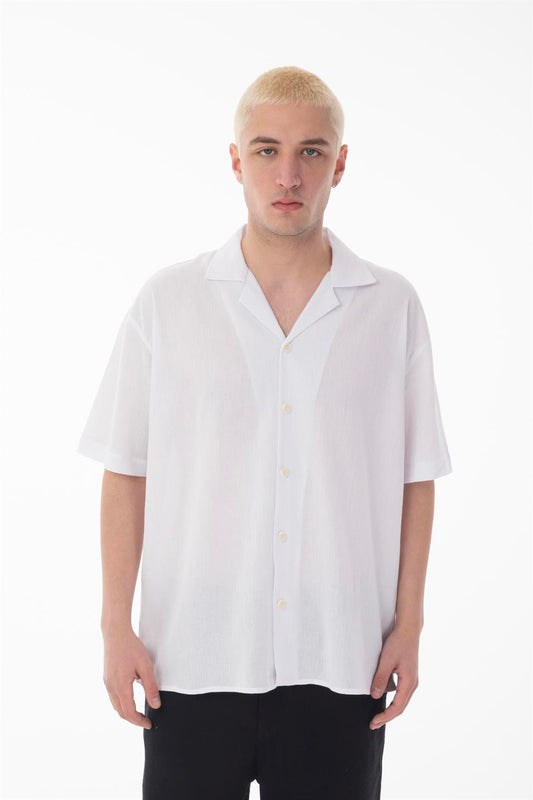 R-6045 Men’s Cuban Collar Short Sleeve Crinkle Shirt – Lightweight & Relaxed Fit