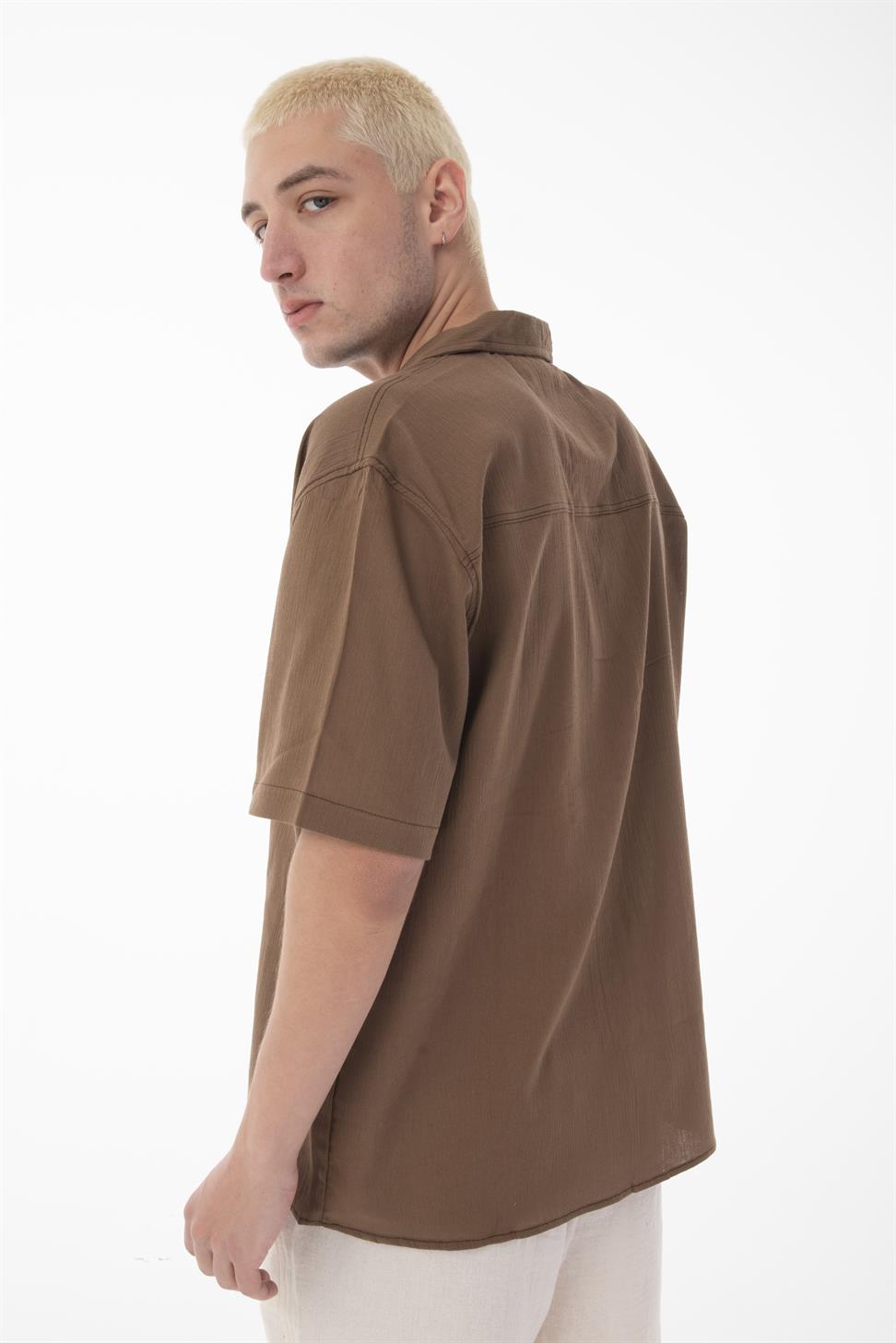 R-6045 Men’s Cuban Collar Short Sleeve Crinkle Shirt – Lightweight & Relaxed Fit