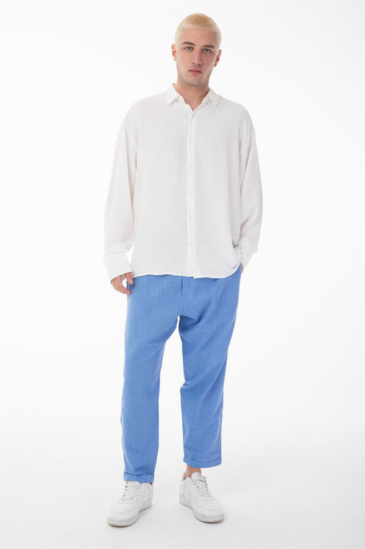 R-6047 Men’s Stand Collar Long Sleeve Shirt – 100% Polyester Aerobin Fabric, Oversize Fit