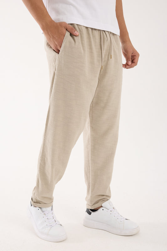 R-4222 Double Cuff Linen Pants Stone (100% Cotton Linen)