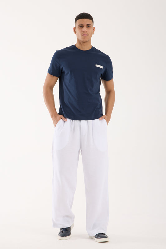 R-4437 Elastic Waist Muslin Pants – White (100% Cotton Muslin)