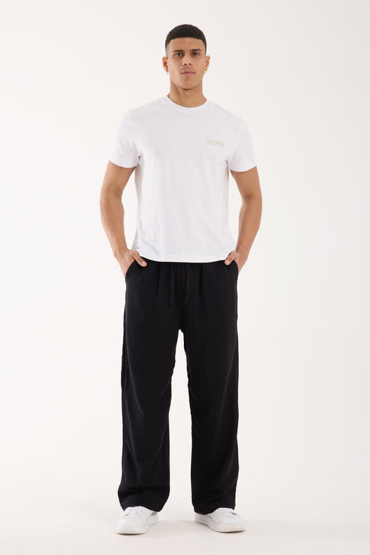 R-4437 Elastic Waist Muslin Pants – Black (100% Cotton Muslin)