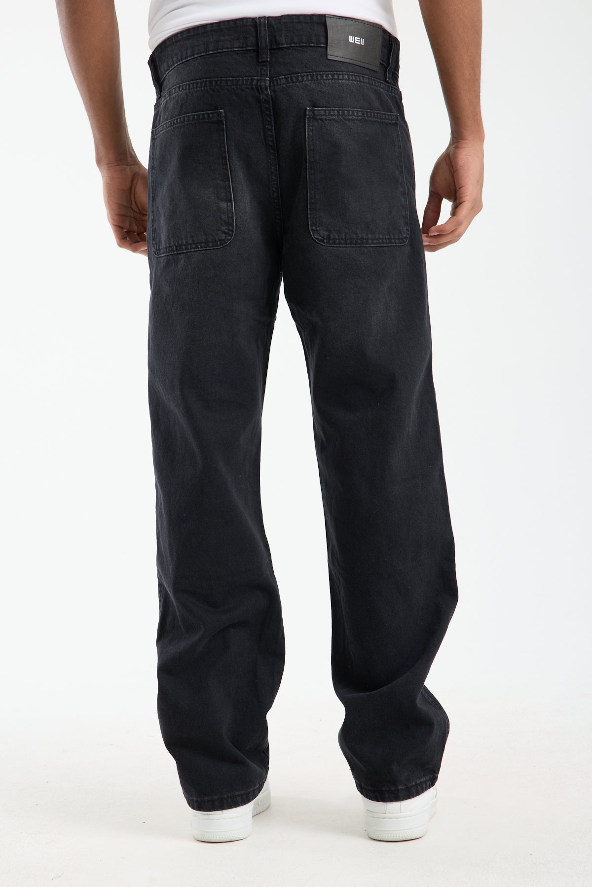 Men’s Washed Grey Panelled Jeans – Relaxed Fit Streetwear | T-3141