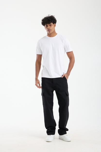 Men’s Washed Grey Panelled Jeans – Relaxed Fit Streetwear | T-3141