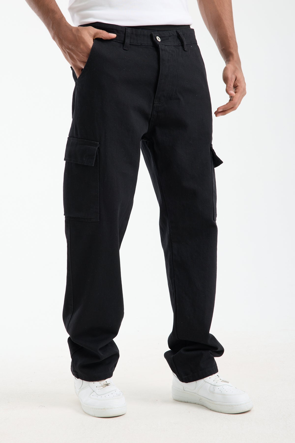 T-2225 Men’s Black Cargo Denim Jeans