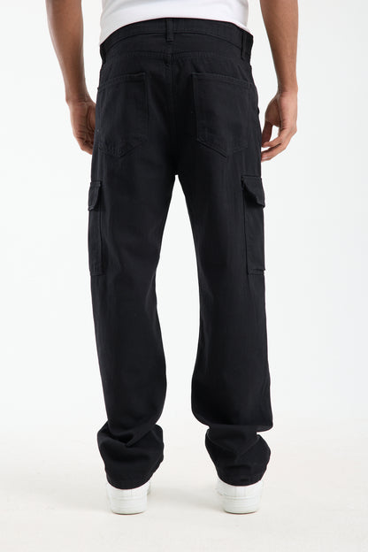 T-2225 Men’s Black Cargo Denim Jeans