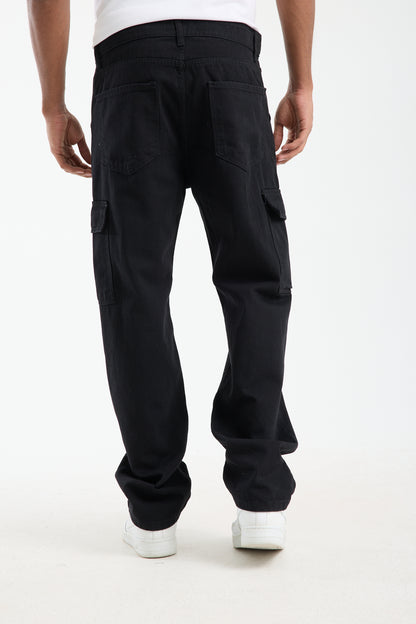 T-2225 Men’s Black Cargo Denim Jeans