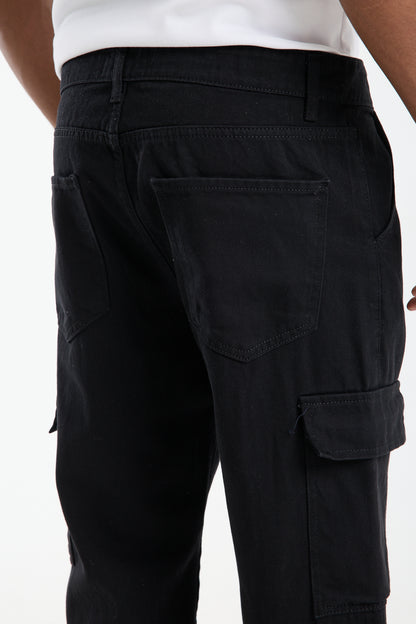 T-2225 Men’s Black Cargo Denim Jeans