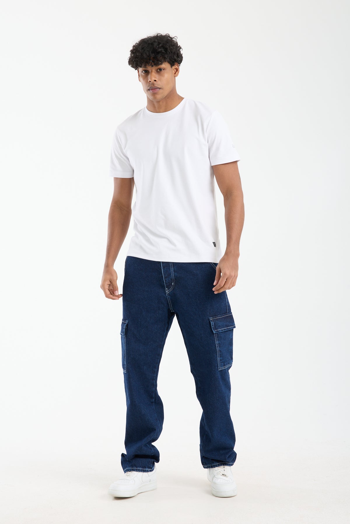T-2225 Men’s Dark Blue Cargo Denim Jeans