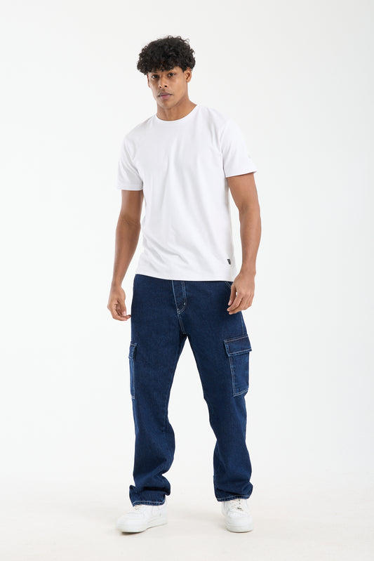 T-2225 Men’s Dark Blue Cargo Denim Jeans