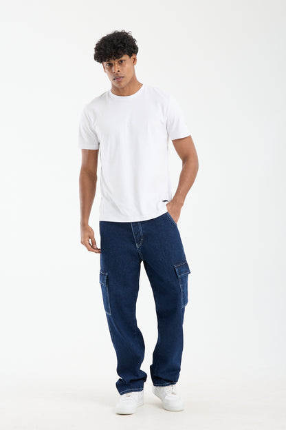 T-2225 Men’s Dark Blue Cargo Denim Jeans