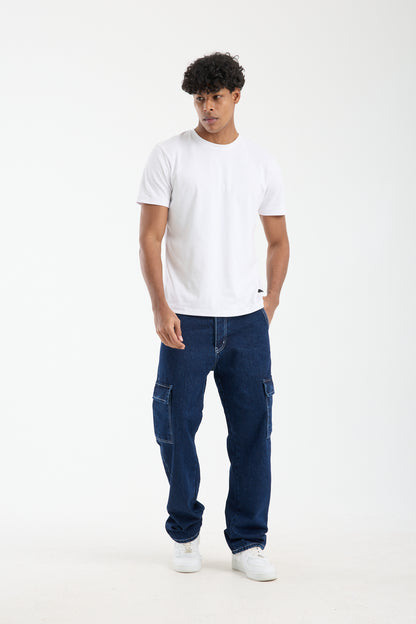 T-2225 Men’s Dark Blue Cargo Denim Jeans