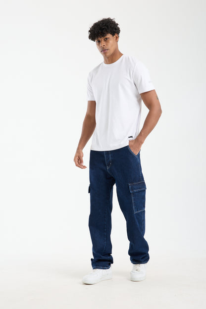 T-2225 Men’s Dark Blue Cargo Denim Jeans