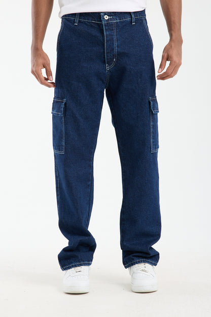 T-2225 Men’s Dark Blue Cargo Denim Jeans