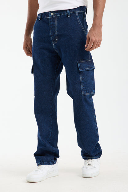 T-2225 Men’s Dark Blue Cargo Denim Jeans