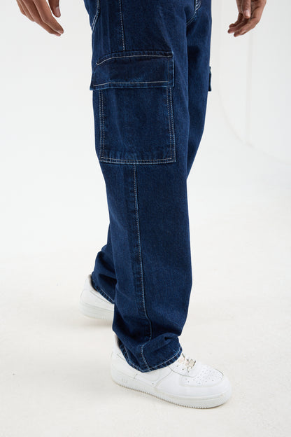 T-2225 Men’s Dark Blue Cargo Denim Jeans