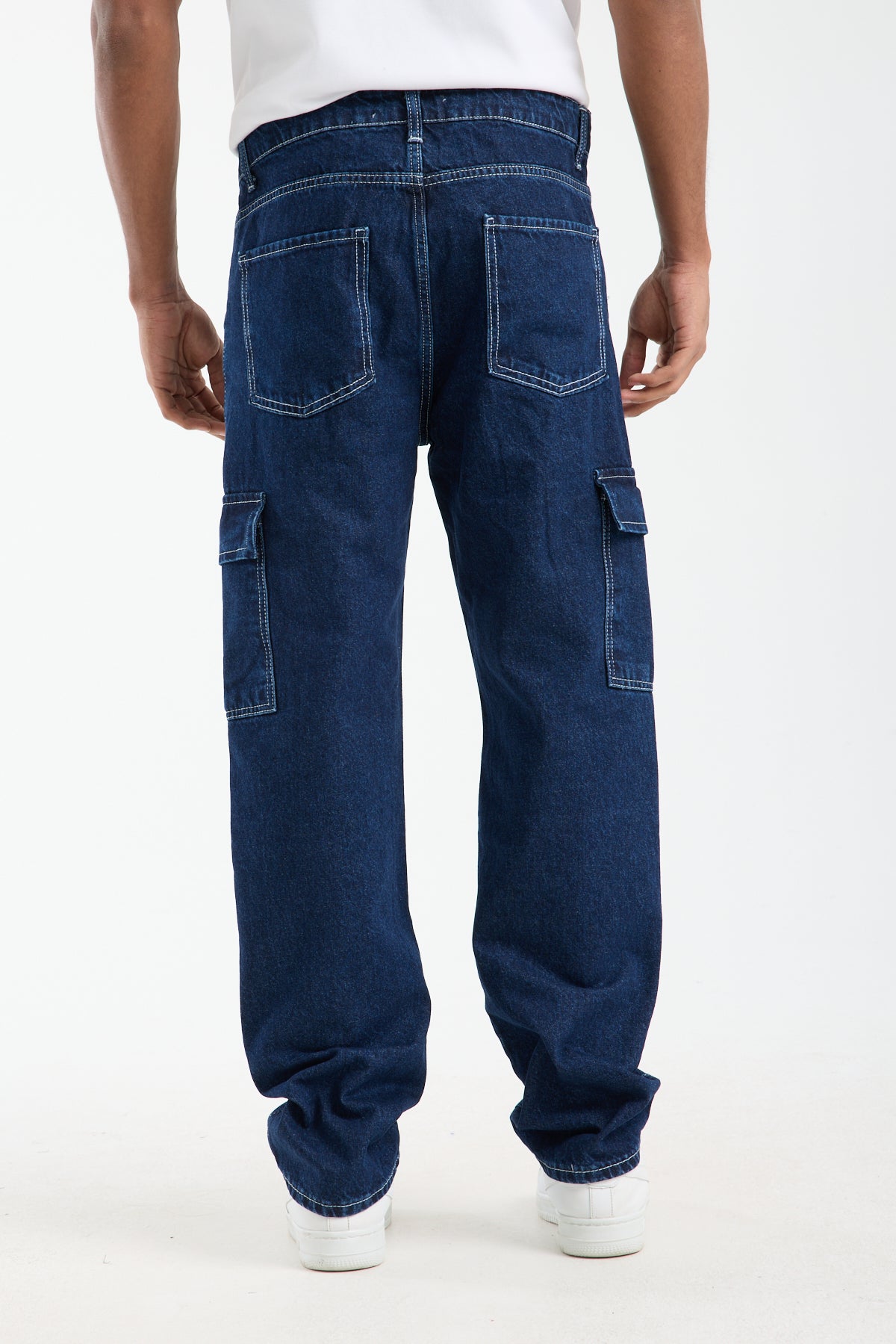 T-2225 Men’s Dark Blue Cargo Denim Jeans