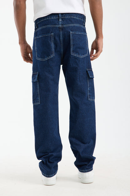 T-2225 Men’s Dark Blue Cargo Denim Jeans