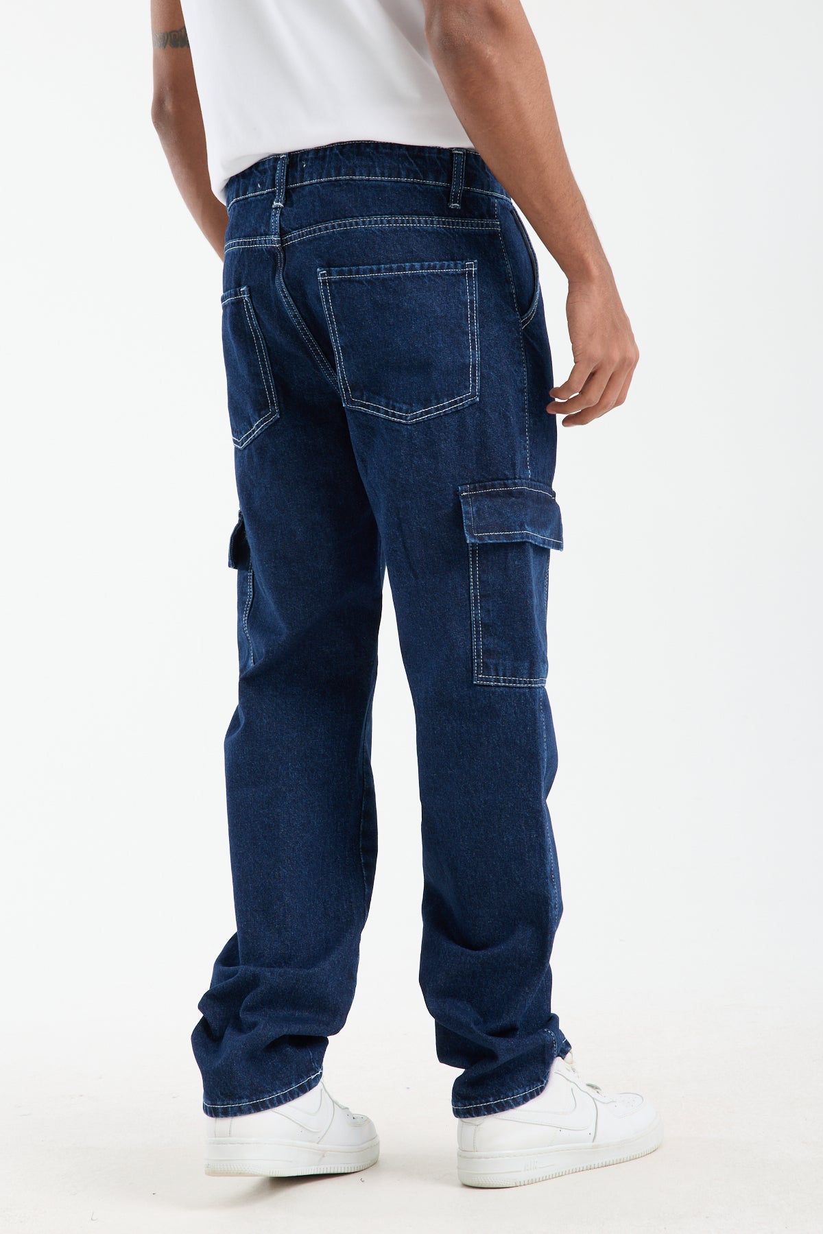 T-2225 Men’s Dark Blue Cargo Denim Jeans