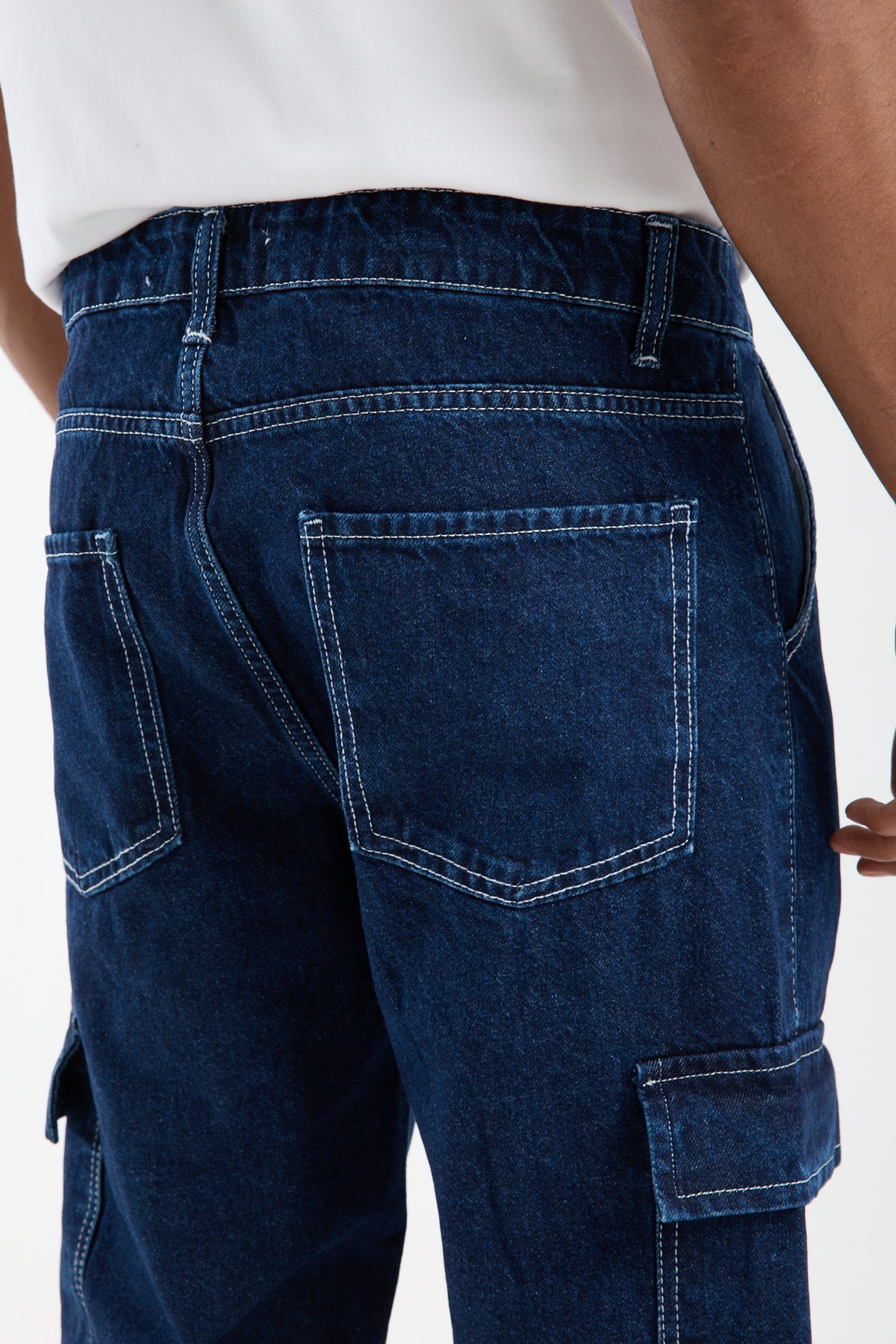 T-2225 Men’s Dark Blue Cargo Denim Jeans