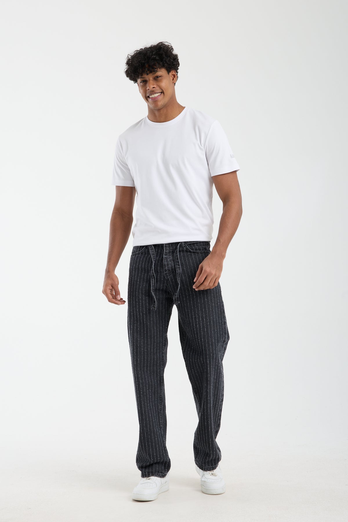 T-3164-1 Men’s Striped Black Denim Jeans