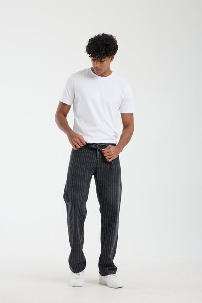 T-3164-1 Men’s Striped Black Denim Jeans