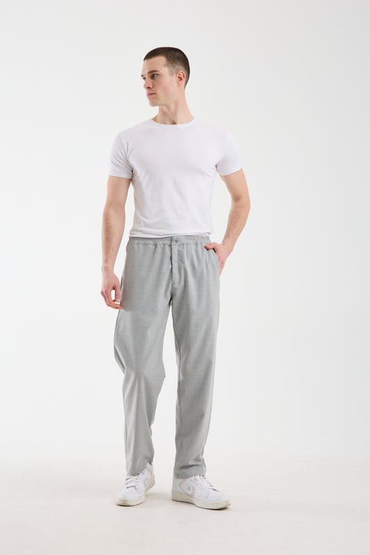 Men's Grey Elastic Waist Tailored Trousers X-1012