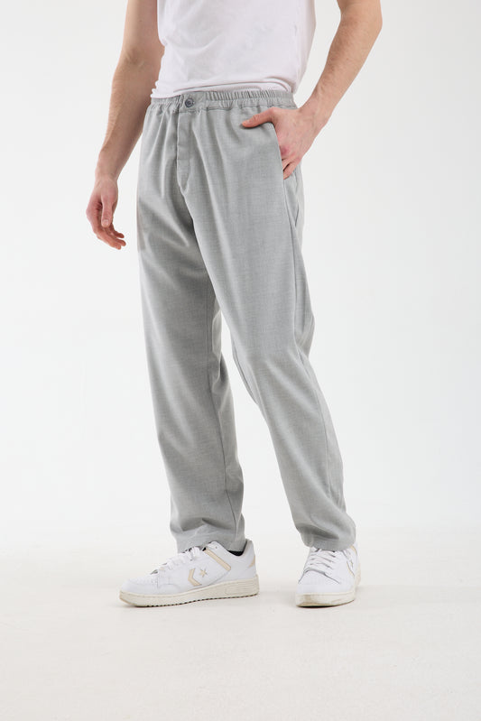 Men's Grey Elastic Waist Tailored Trousers X-1012