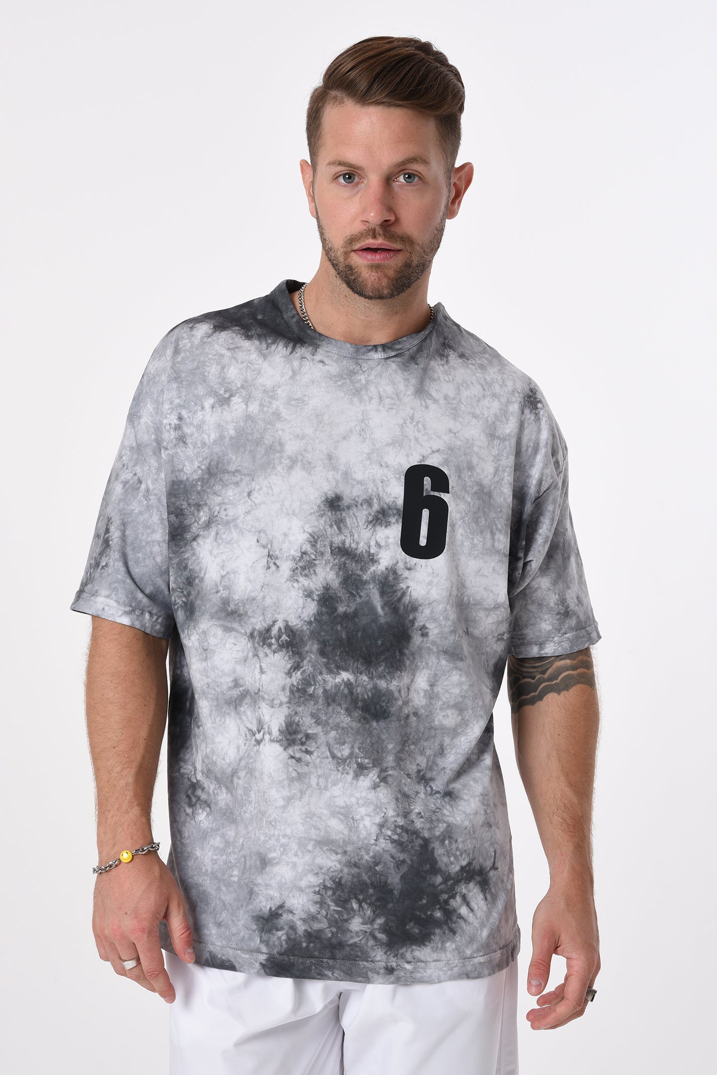 Men's Crew Neck Osaka Back Print Tie-Dye T-Shirt R-5653