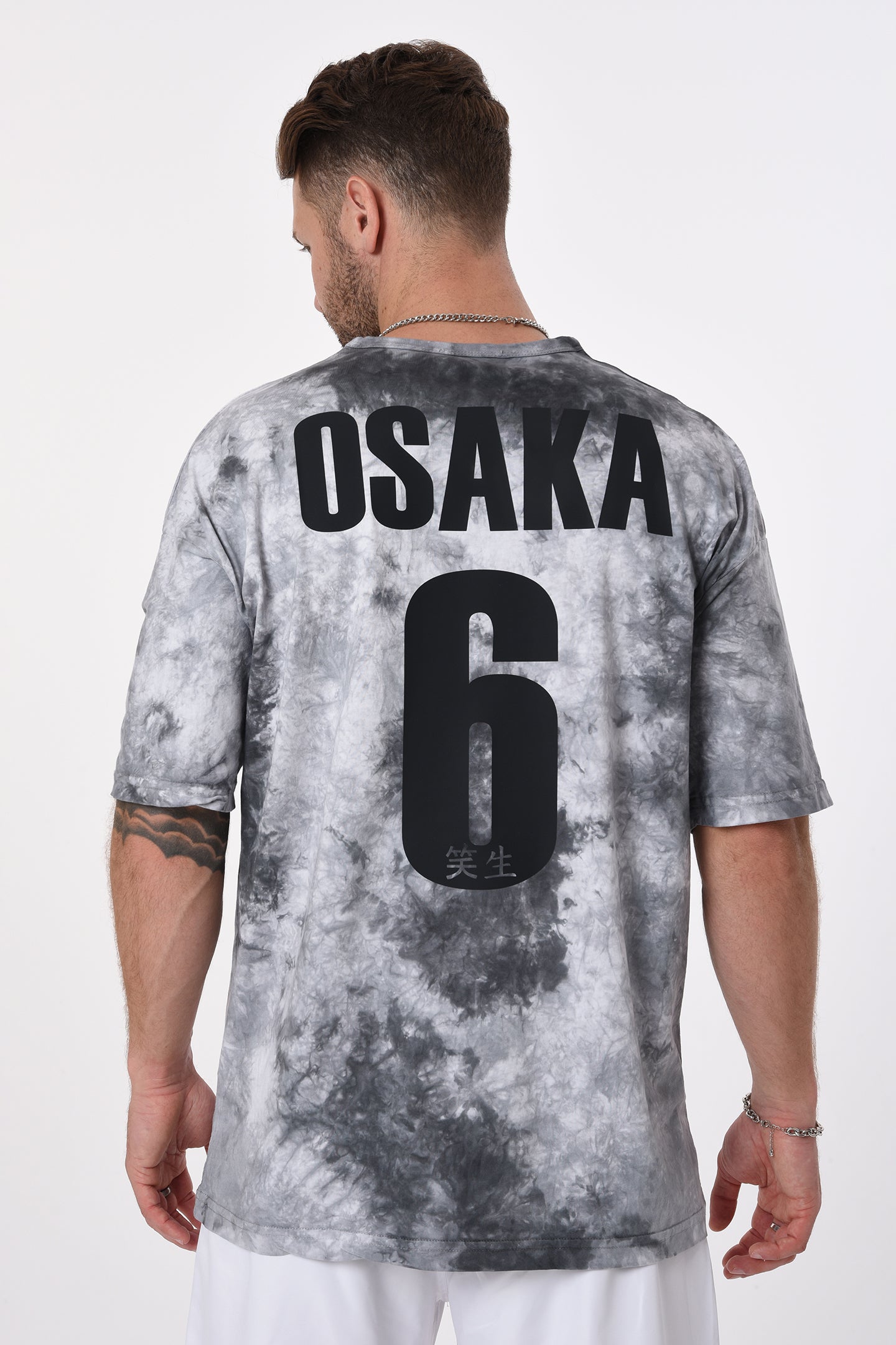 Men's Crew Neck Osaka Back Print Tie-Dye T-Shirt R-5653