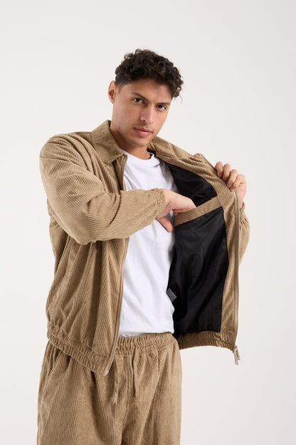 X-2037 Men’s Brown Velour Zip Jacket & Matching Trousers Set