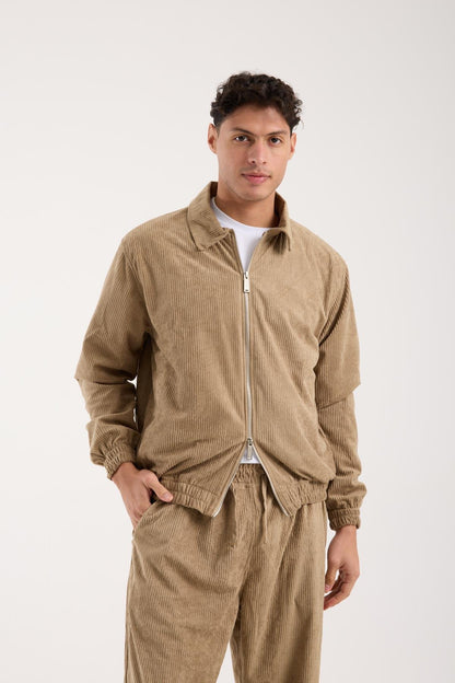 X-2037 Men’s Brown Velour Zip Jacket & Matching Trousers Set