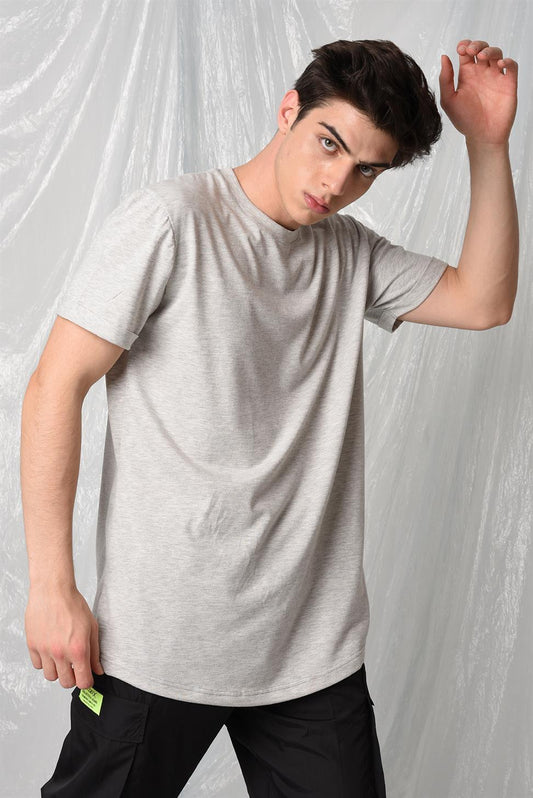 YANDAN YIRTMAÇLI BASİC  T-SHİRT R-5167
